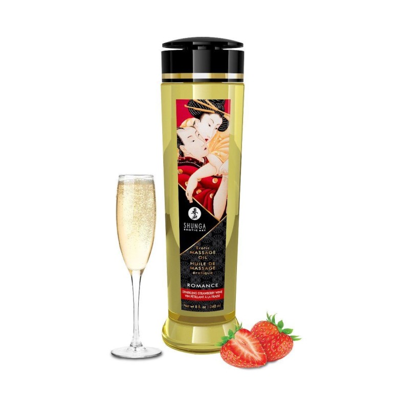 Shunga Romance Massage Oil Sparkling Strawberry Wine - 240ml