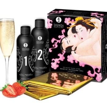 Shunga Body-2-Body Oriental Gel Set Strawberry