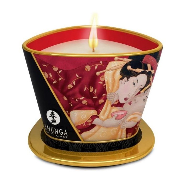 Shunga Romance Massage Candle Sparkling Strawberry Wine - 30ml