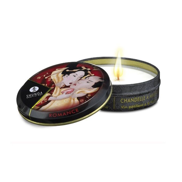 Shunga Romance Massage Candle Sparkling Strawberry Wine - 30ml