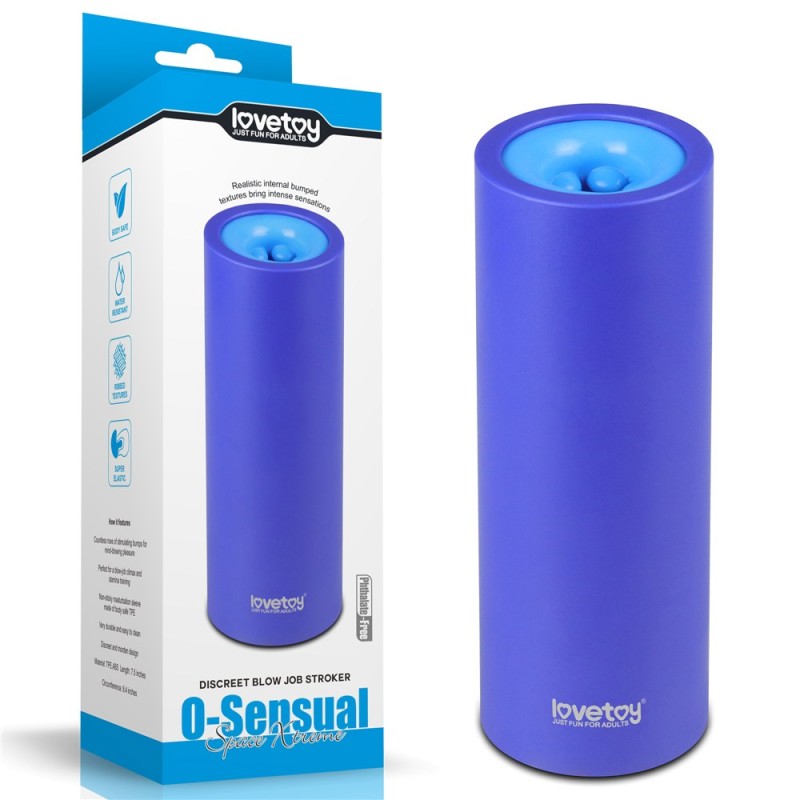 Lovetoy O-Sensual Discreet Blow Job Stroker - Blue