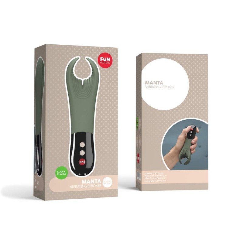 Fun Factory Manta Vibrating Stroker - Sea Blue/Black