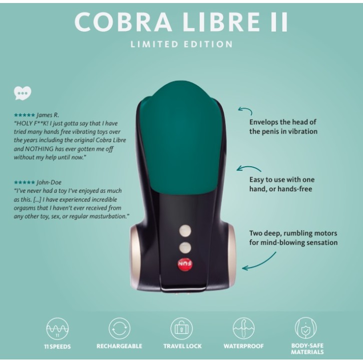 Fun Factory Cobra Libre II Penis Massager - Deep Sea Blue