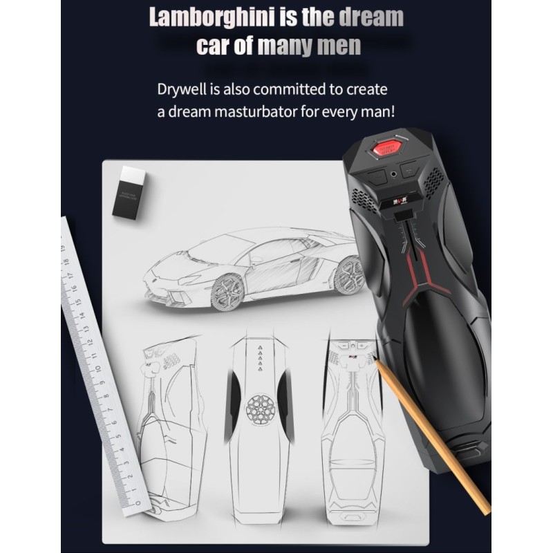 Drywell Lamborghini Auto Masturbator - Black