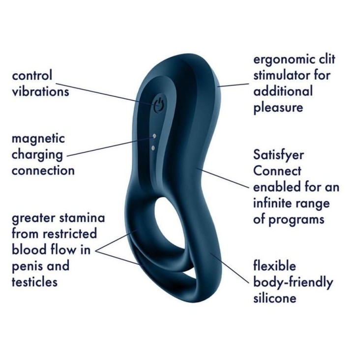 Satisfyer Epic Duo Ring Vibrator - Navy Blue
