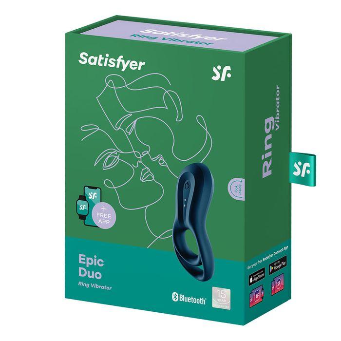 Satisfyer Epic Duo Ring Vibrator - Navy Blue