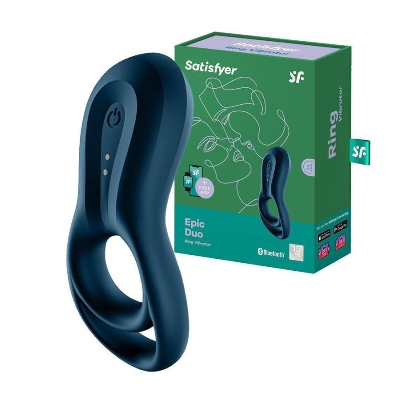 Satisfyer Epic Duo Ring Vibrator - Navy Blue
