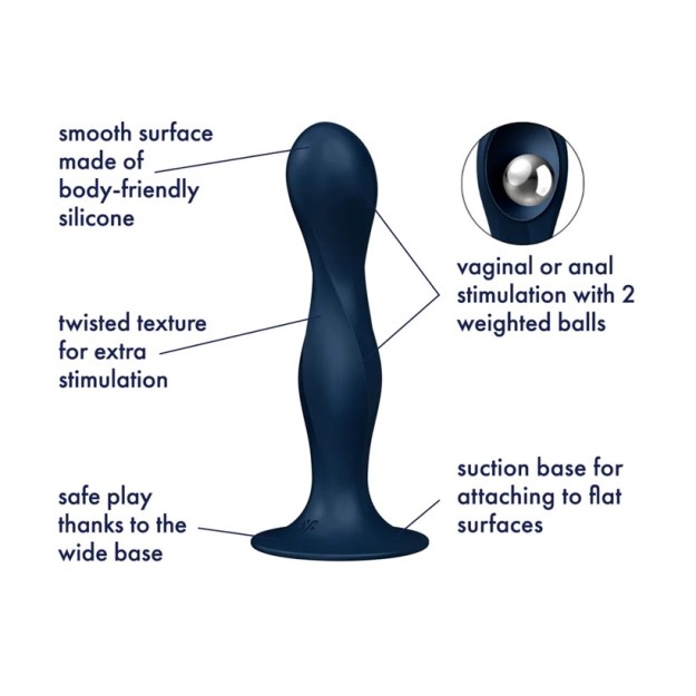 Satisfyer Double Ball-R Dildo - Dark Blue