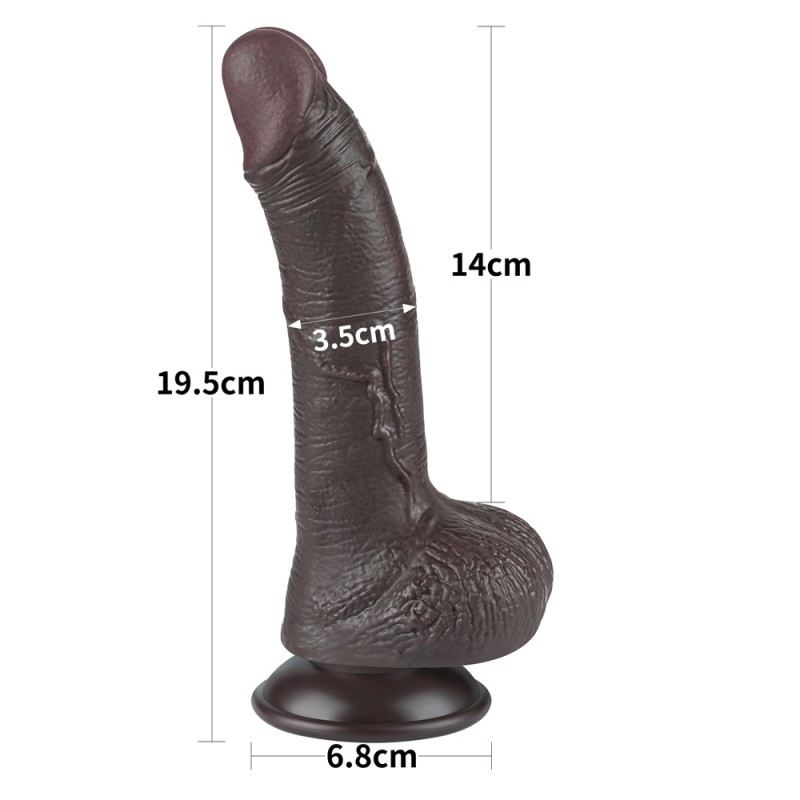 Lovetoy 7.5" Curved Sliding Skin Dildo - Flesh