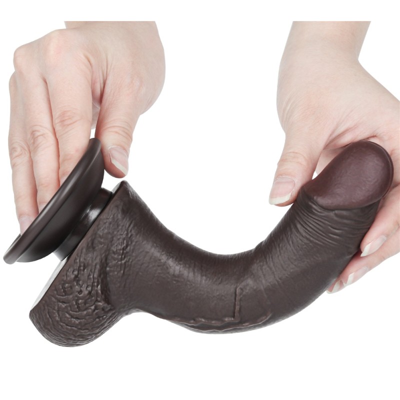 Lovetoy 7.5" Curved Sliding Skin Dildo - Flesh