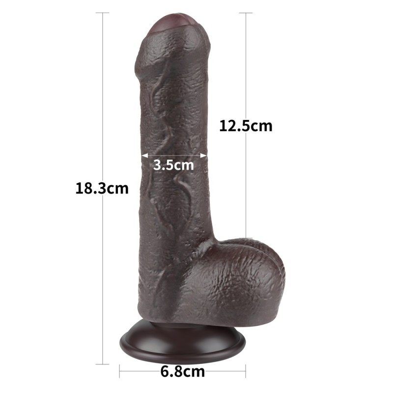 Lovetoy 7" Sliding Skin Dildo - Brown