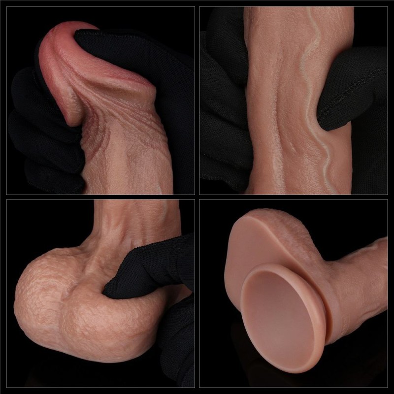 Lovetoy 9'' Dual Layered Natural Dildo - Brown