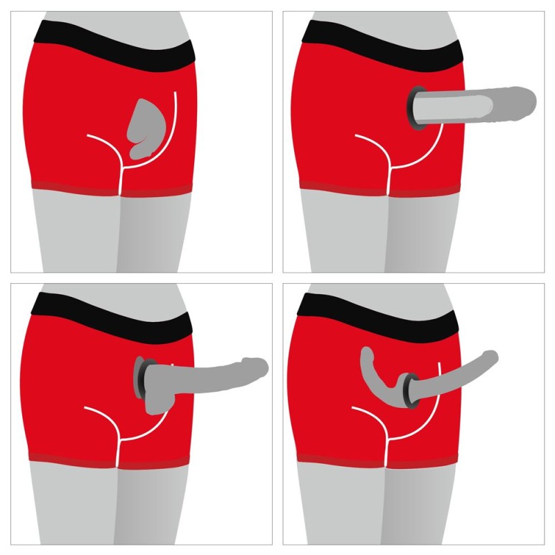 Lovetoy Chic Strap-On Shorts - Red - S/M