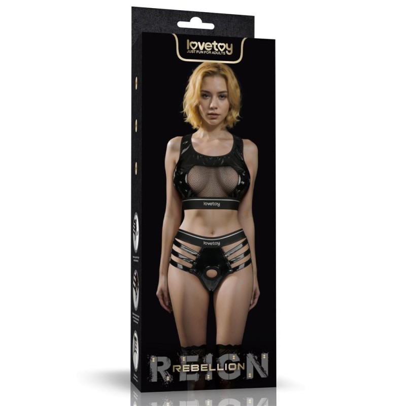 Lovetoy Rebellion Reign Harness Strap-On Set XS/S - Black