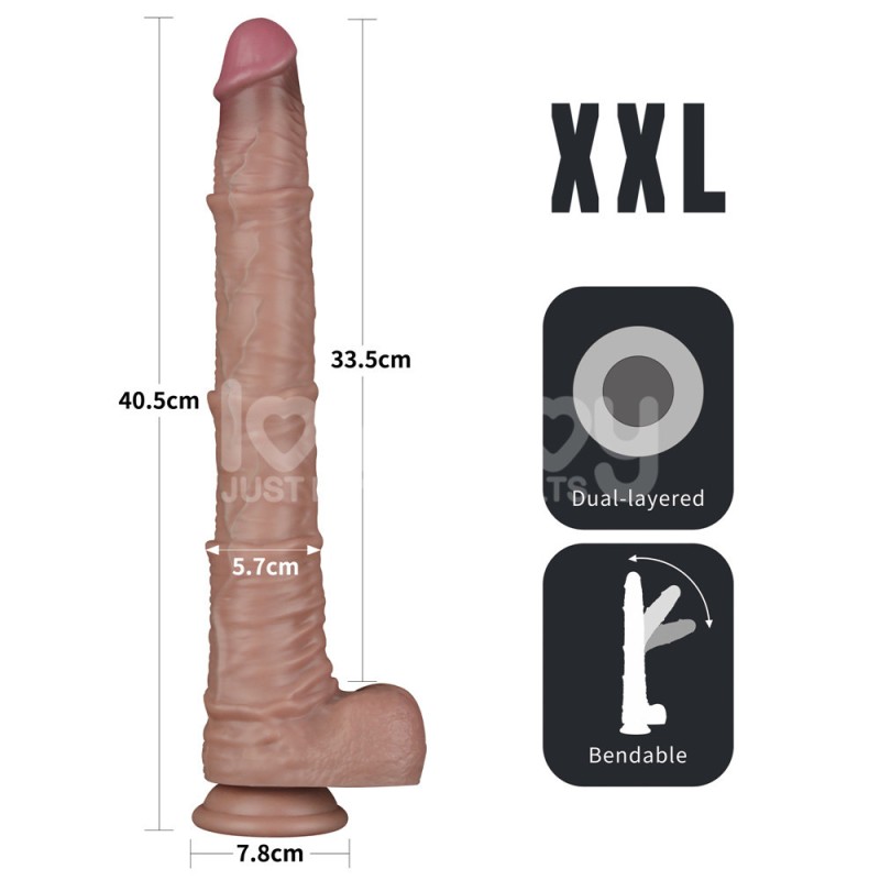 Lovetoy 16" Dual Layered King Sized Cock - Black