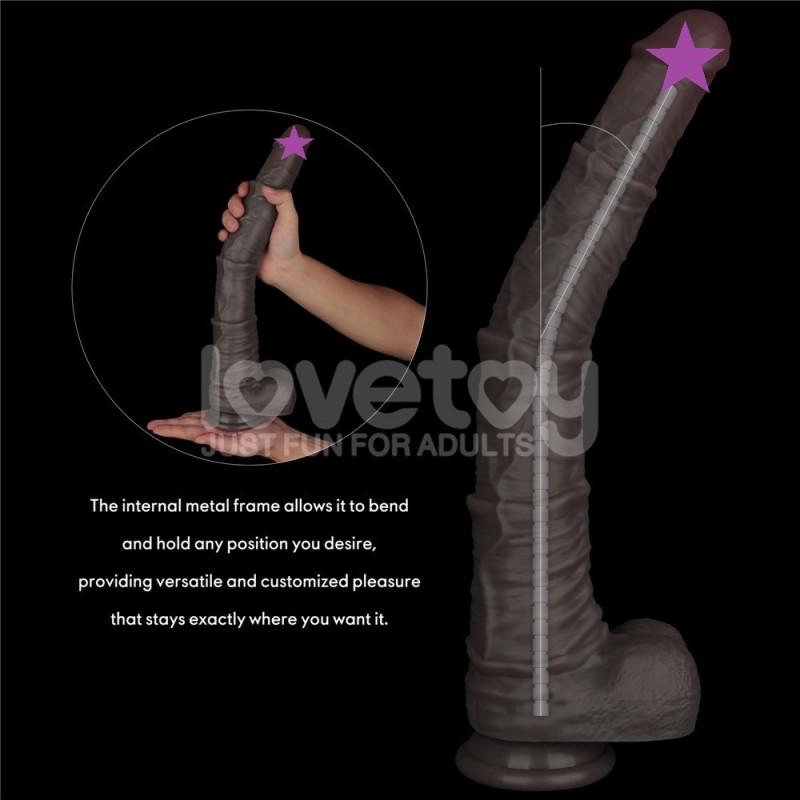Lovetoy 16" Dual Layered King Sized Cock - Black
