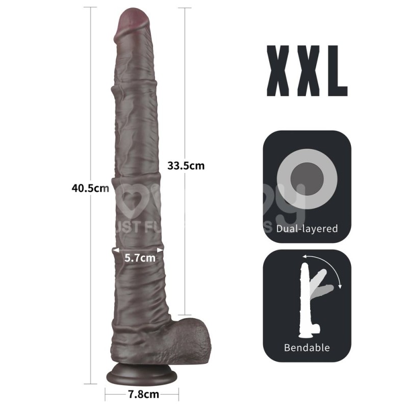 Lovetoy 16" Dual Layered King Sized Cock - Black