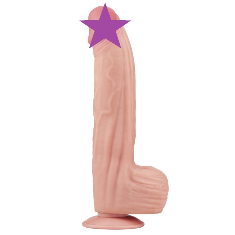Lovetoy 12" Sliding Skin Dildo - Flesh