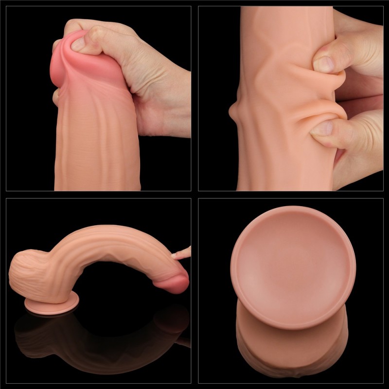 Lovetoy 12" Sliding Skin Dildo - Flesh