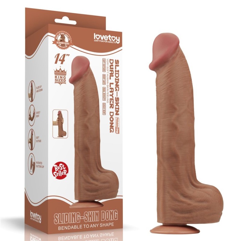 Lovetoy 14" Sliding Skin Dildo - Flesh