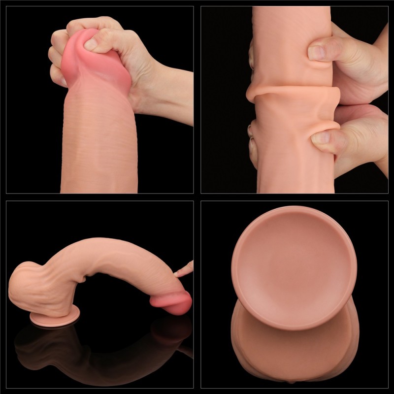 Lovetoy 14" Sliding Skin Dildo - Flesh