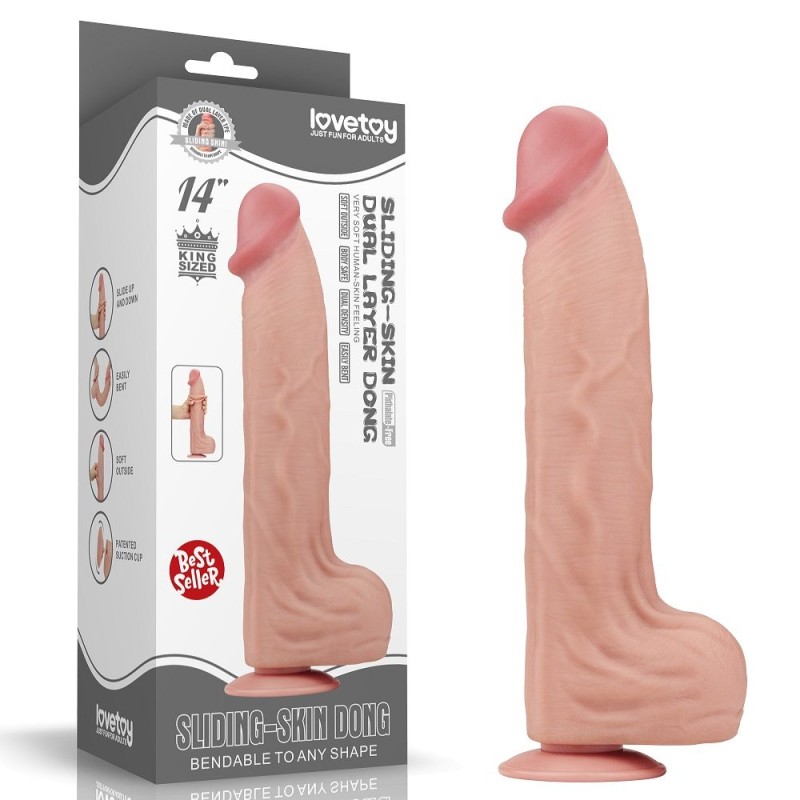 Lovetoy 14" Sliding Skin Dildo - Flesh