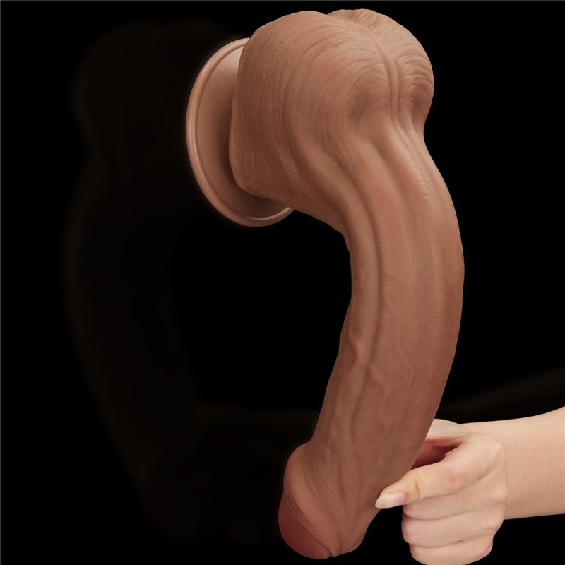 Lovetoy 11.5" Sliding Skin Dildo - Brown