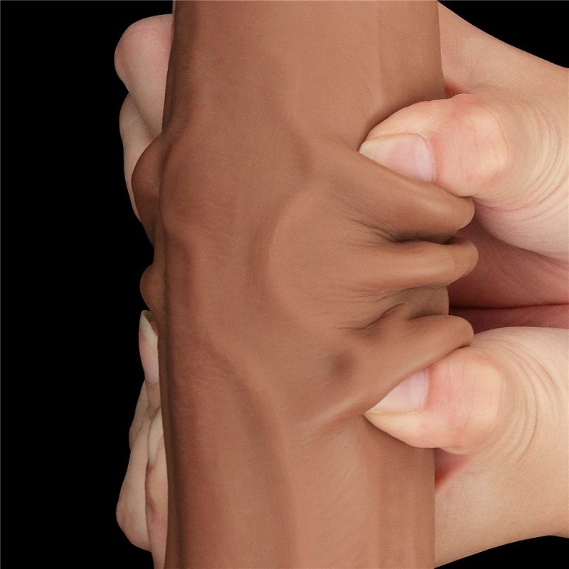 Lovetoy 11.5" Sliding Skin Dildo - Brown