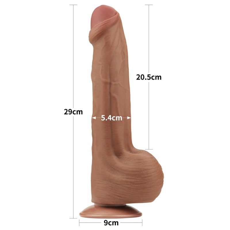 Lovetoy 11.5" Sliding Skin Dildo - Brown