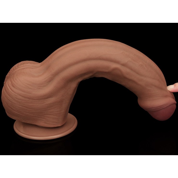 Lovetoy 11.5" Sliding Skin Dildo - Brown