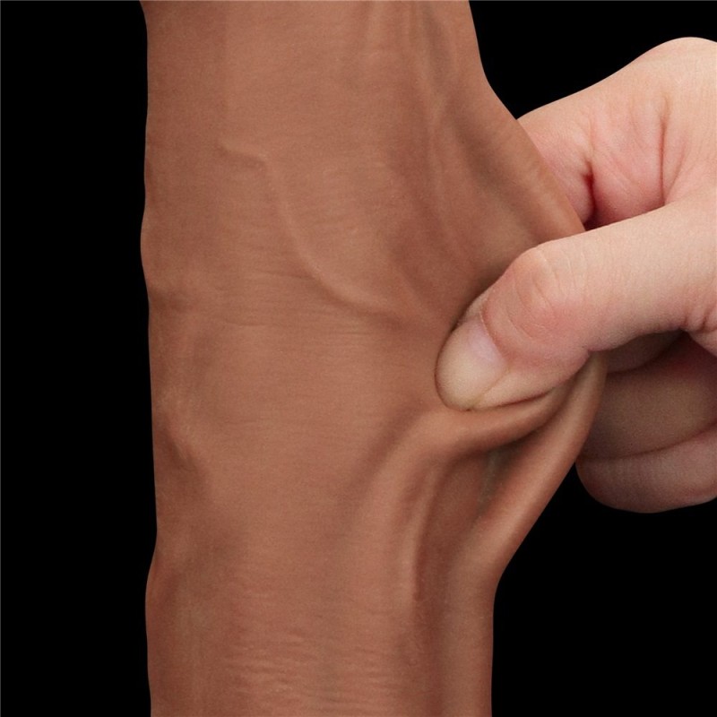 Lovetoy 11.5" Sliding Skin Dildo - Brown