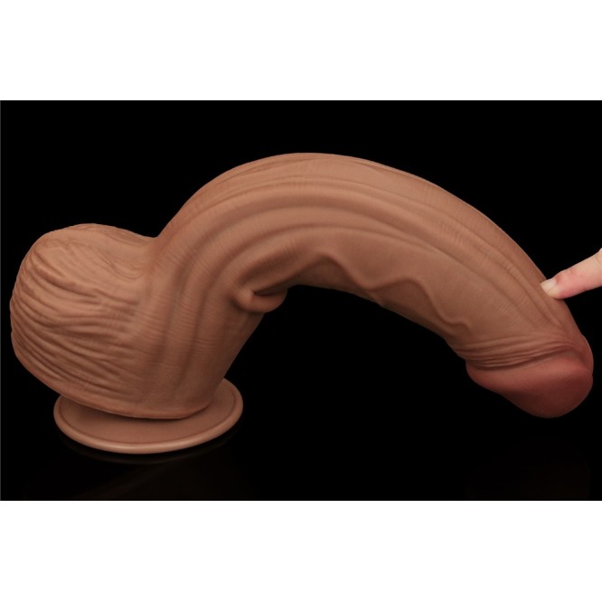 Lovetoy 12" Sliding Skin Dildo - Brown