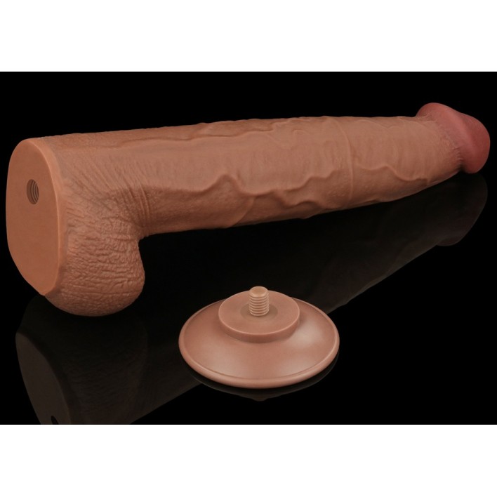 Lovetoy 13.5" Sliding Skin Dildo - Brown