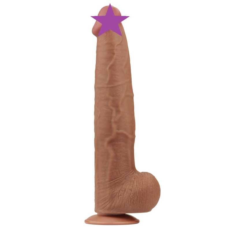 Lovetoy 13.5" Sliding Skin Dildo - Brown