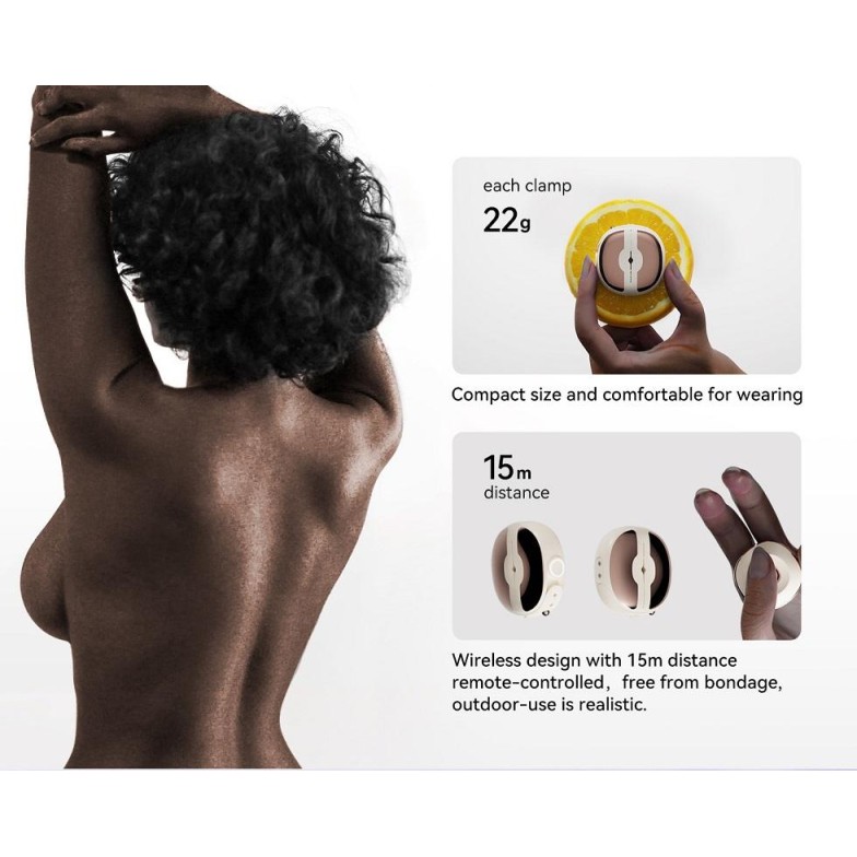 Qingnan Wireless Vibro Nipple Clamps #3 - Beige