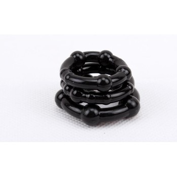 Chisa Beaded Cock Rings - Black