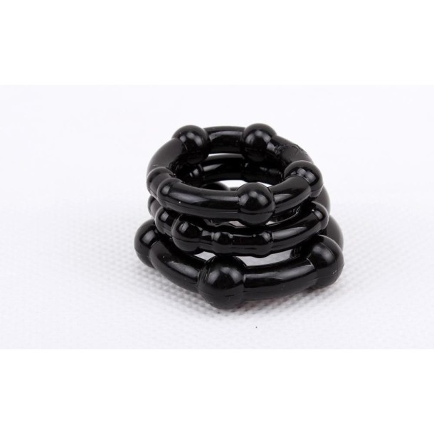 Chisa Beaded Cock Rings - Black