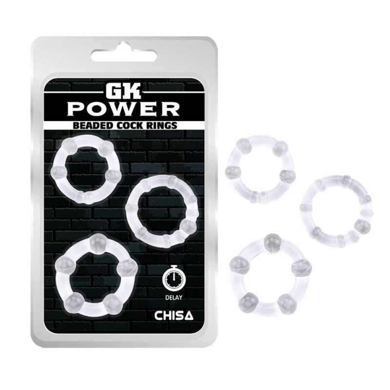 Chisa Beaded Cock Rings - Black