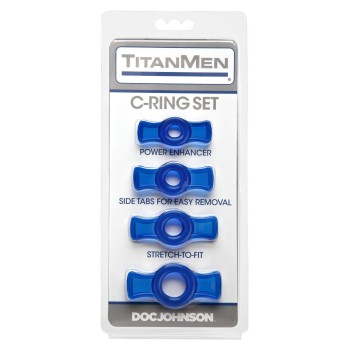 Doc Johnson TitanMen Cock Ring Set - Blue