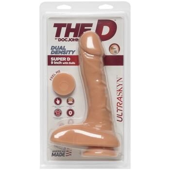 Doc Johnson 9" Super D Realistic Dildo w Balls - Vanilla