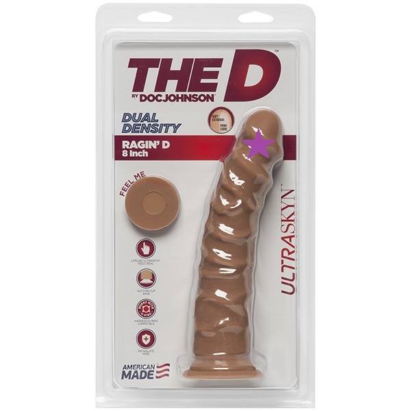 Doc Johnson 8" Ragin D Realistic Dildo - Caramel