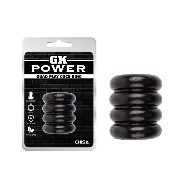 Chisa Quad-play Cock Ring - Black