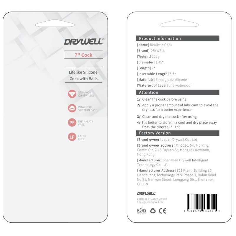 Drywell Realistic Cock 18cm - Flesh