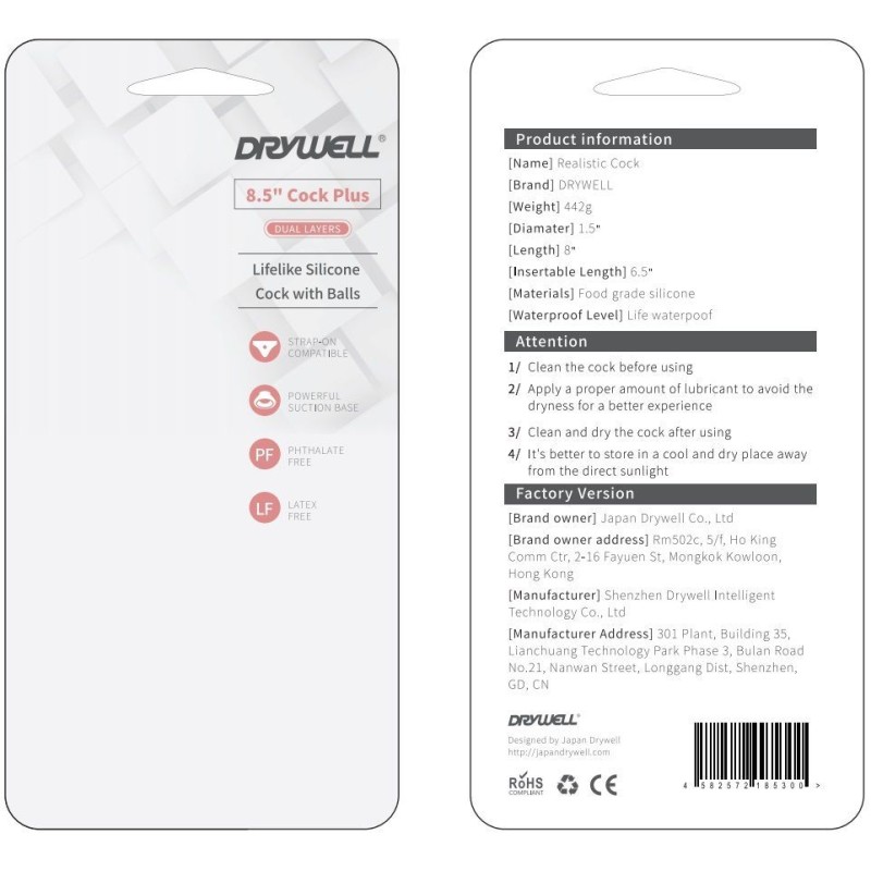 Drywell Realistic Cock Plus 20cm - Flesh