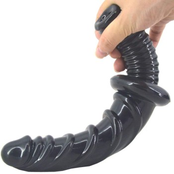 FAAK Spiral Anal Dildo w Handle - Black