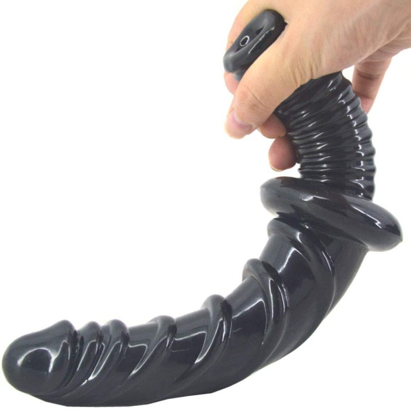 FAAK Spiral Anal Dildo w Handle - Black