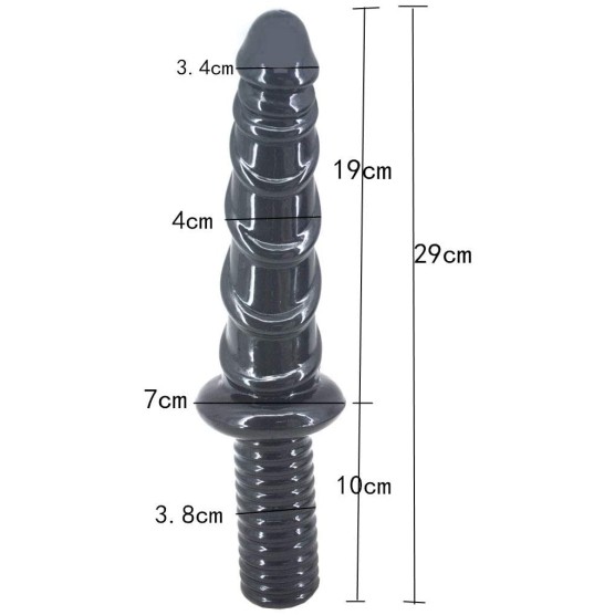 FAAK Spiral Anal Dildo w Handle - Black