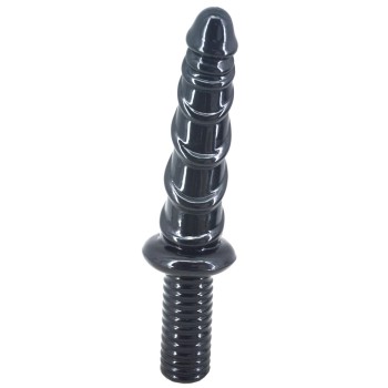FAAK Spiral Anal Dildo w Handle - Black