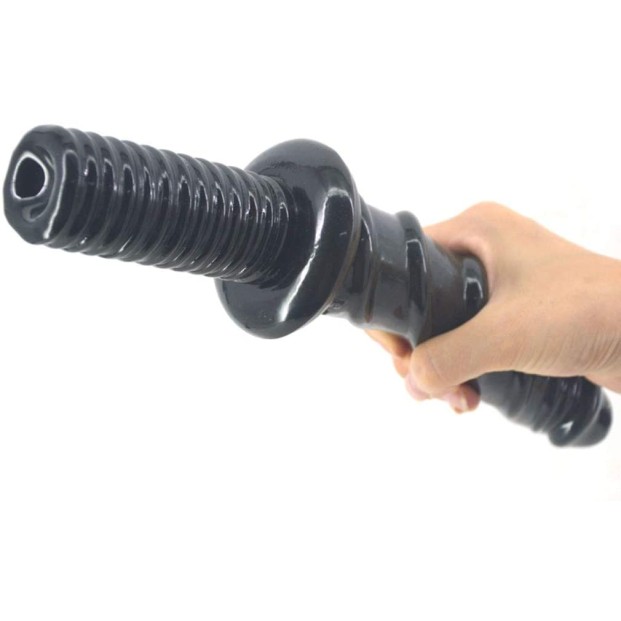 FAAK Spiral Anal Dildo w Handle - Black