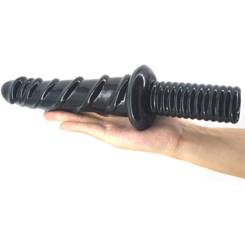 FAAK Spiral Anal Dildo w Handle - Black